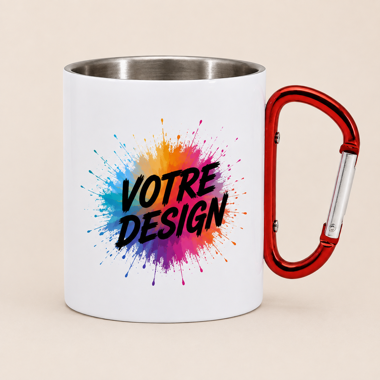 Mug mousqueton inox personnalisable Mug mousqueton inox personnalisable